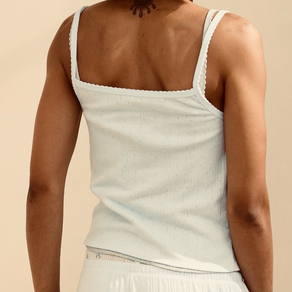 Aerie White Off Duty Pointelle Tank Top and Trouser PJ Pajama Set - Picture 9 of 9